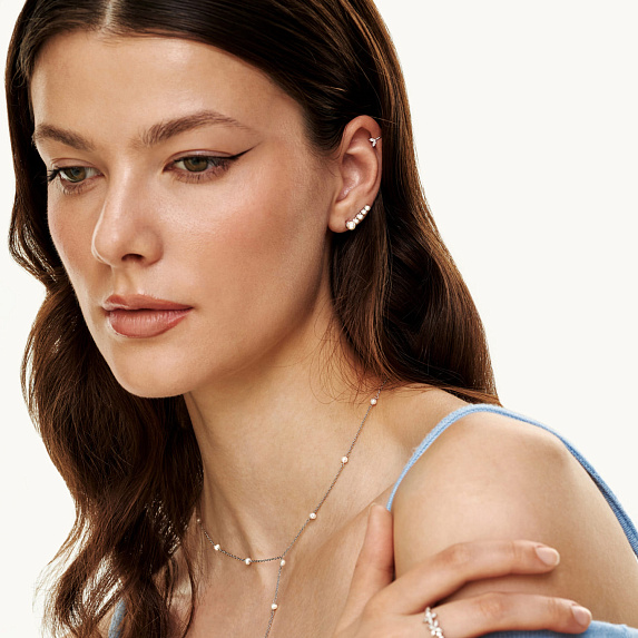 Серьги серебро 925 серебряные клаймберы с жемчугом Miestilo