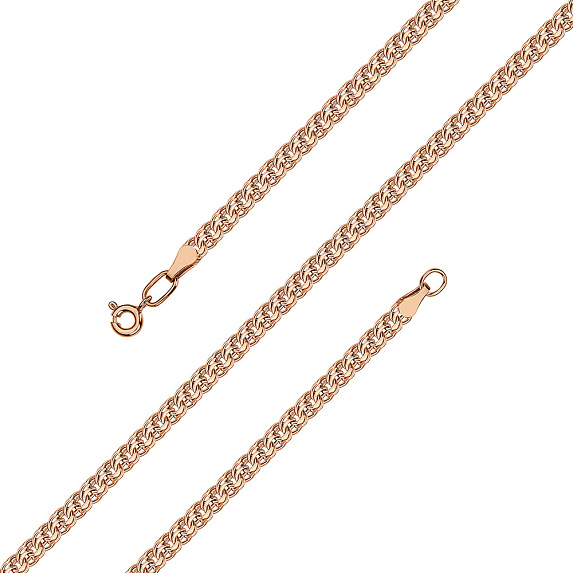 Золотая цепь в плетении бисмарк пустотелый с алмазной гранью ширина 3,95 мм D проволоки 0,6 мм Miestilo