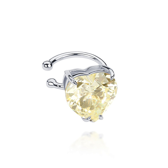 Серебряный кафф с желтым фианитом в огранке сердце Miestilo