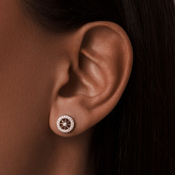 Серебряные серьги гвоздики с фианитами Miestilo