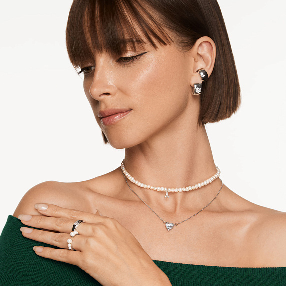 Серебряные дутые серьги с фианитом в виде сердца Miestilo
