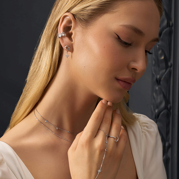 Серьги серебро 925 серебряные гвоздики луна Miestilo