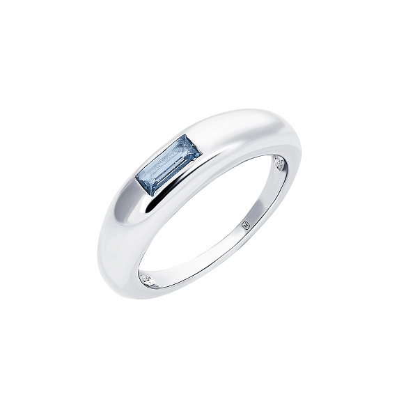 Серебряное кольцо с фианитом в огранке багет Miestilo