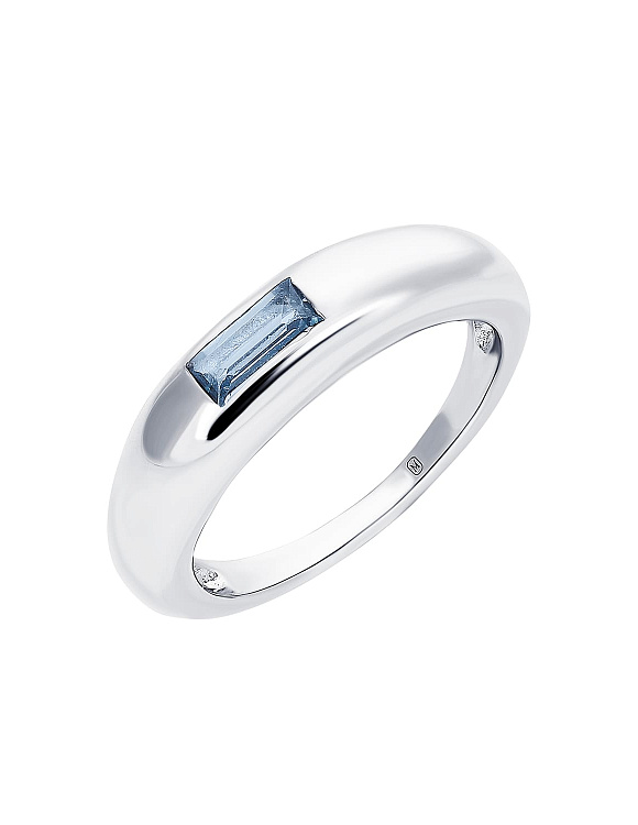 Серебряное кольцо с фианитом в огранке багет Miestilo  2