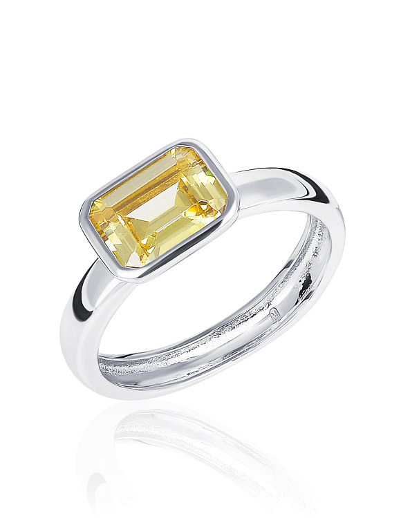 Серебряное кольцо-солитер с желтым фианитом MIESTILO  Miestilo  2