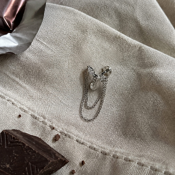 Пирсинг из серебра с цепями Miestilo