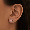 Серебряные пусеты с розовыми фианитами  Miestilo
