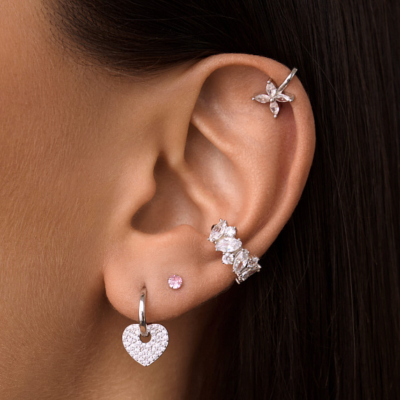 Серьги серебро 925 трансформеры с подвесками сердечками Miestilo