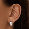 Серебряные дутые серьги с фианитом в виде сердца Miestilo
