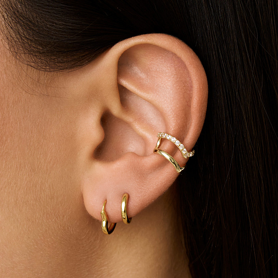 Серьги серебро 925 женские позолоченные сердечки Miestilo