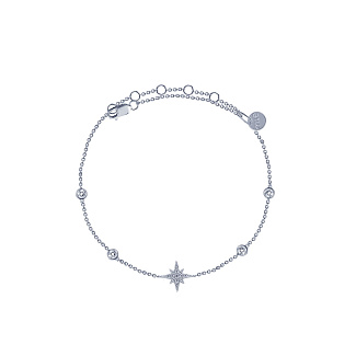 Серебряный браслет на ногу и на руку со звездой и фианитами Miestilo