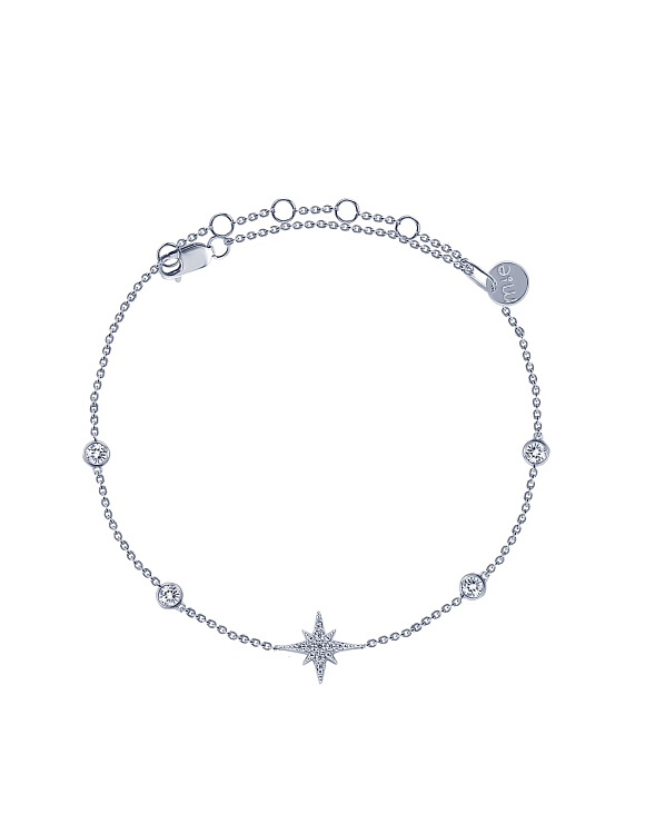 Серебряный браслет на ногу и на руку со звездой и фианитами Miestilo  2