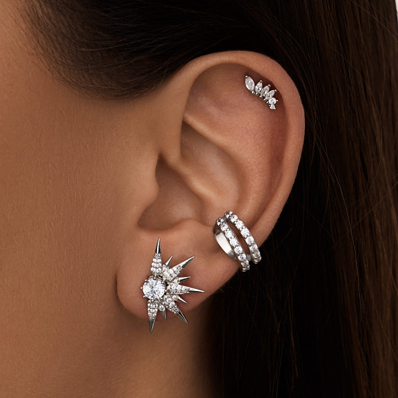 Серебряные серьги гвоздики с фианитами Miestilo