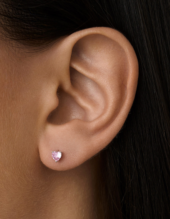 Серьги серебро 925 серебряные гвоздики сердечки Miestilo