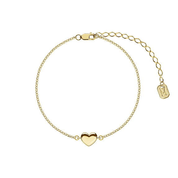 Нежный браслет с серебряным сердечком в позолоте Miestilo