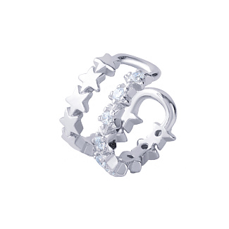 Серебряный кафф со звёздами и фианитами Miestilo