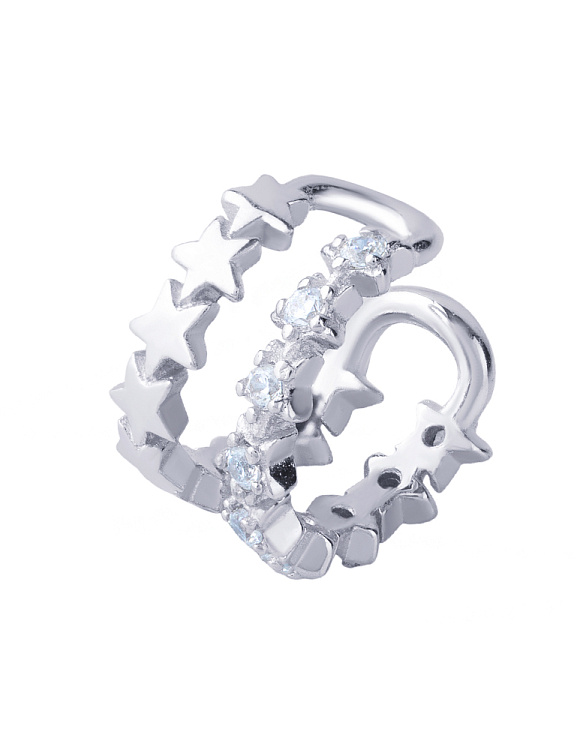 Серебряный кафф со звёздами и фианитами Miestilo  2