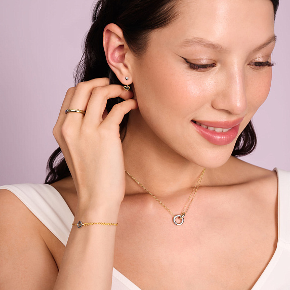 Серебряный браслет биколор с кольцом Miestilo