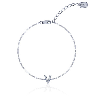 Серебряный браслет с буквой V MIESTILO Miestilo