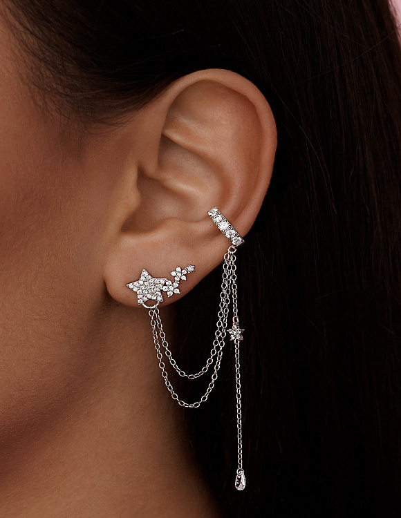 Моносерьга серебро 925 серьга кафф серебряная Miestilo