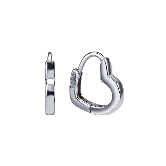 Серьги кольца серебро 925 женские сердечки Miestilo