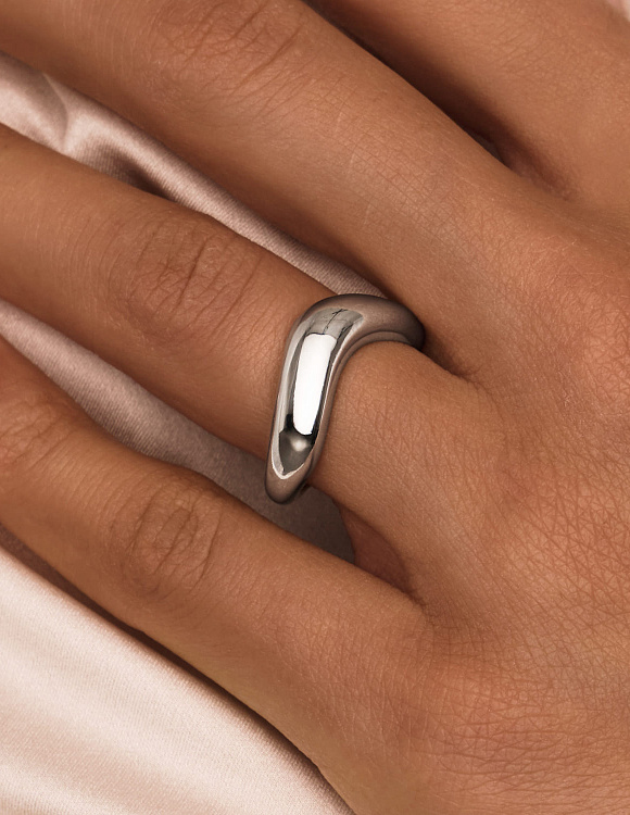 Серебряное кольцо волна гладкое MIESTILO Miestilo