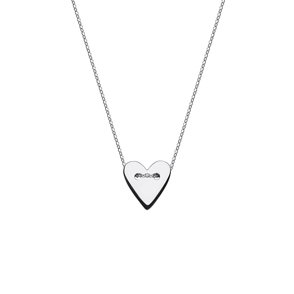 Серебряное колье с сердецем бегунком Miestilo