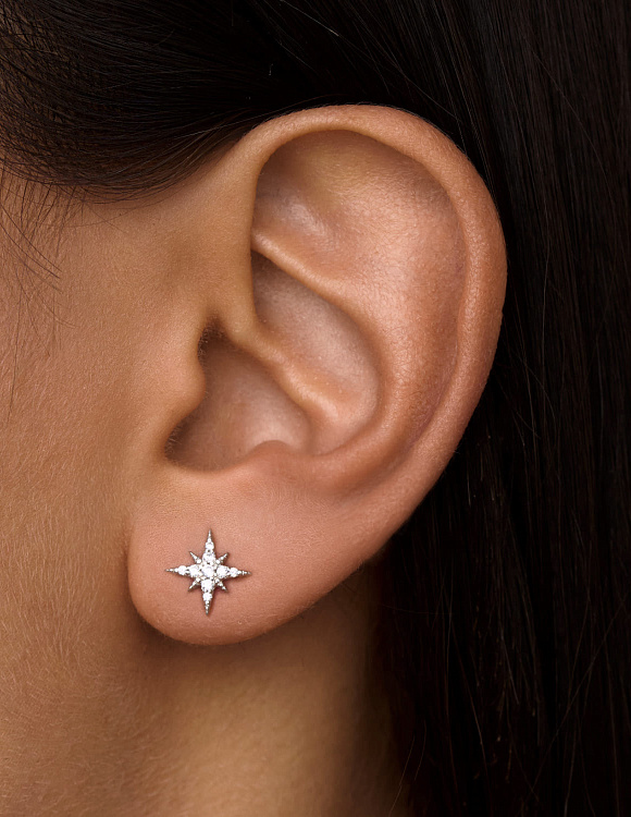 Серебряные серьги-пусеты с фианитами в форме звезды MIESTILO Miestilo
