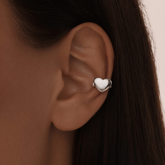 Серебряный кафф сердце двусторонний Miestilo