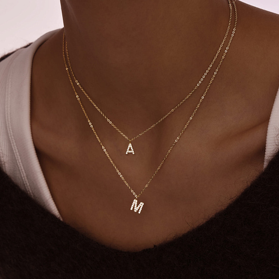 Подвеска серебро 925 на шею с буквой м в позолоте Miestilo