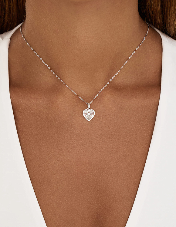 Подвеска сердце серебро 925 на шею с фианитом Miestilo