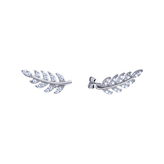 Серьги серебро 925 серебряные гвоздики женские листья Miestilo