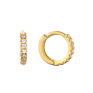 Серьги кольца серебро 925 женские позолоченные с фианитами Miestilo