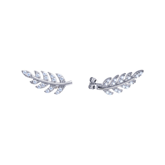 Серьги серебро 925 серебряные гвоздики женские листья Miestilo