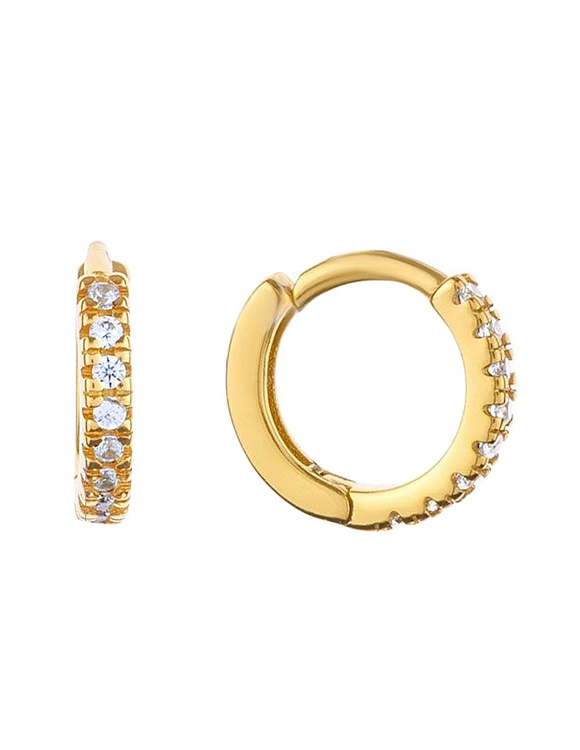 Серьги кольца серебро 925 женские позолоченные с фианитами Miestilo  2