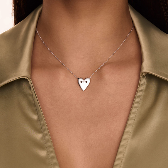 Серебряное колье с сердецем бегунком Miestilo