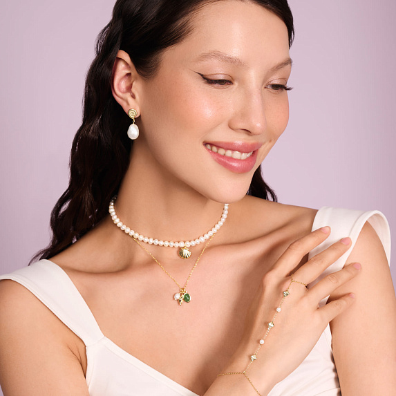 Серебряные серьги ракушки с натуральным жемчугом Miestilo