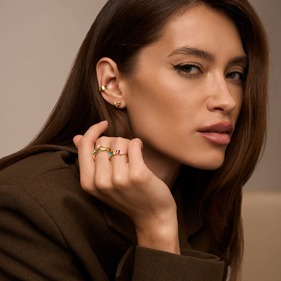 Серьги серебро 925 гвоздики сердечки позолоченные Miestilo