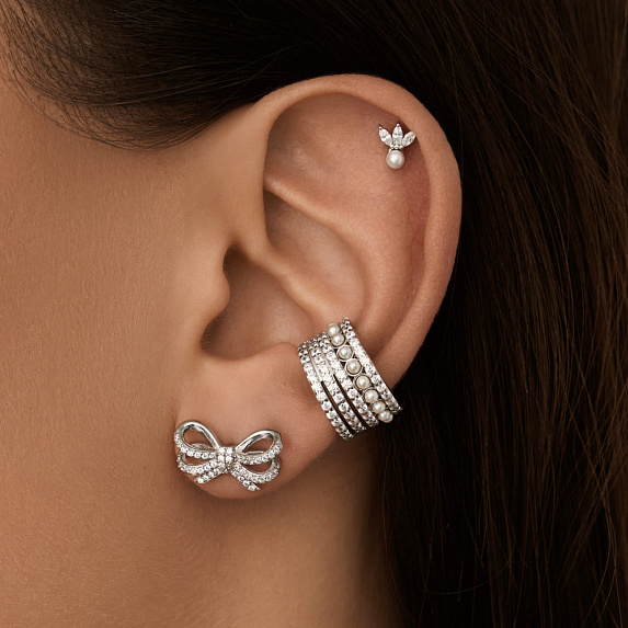 Серьга кафф серебро 925 моносерьга серебряная широкая Miestilo