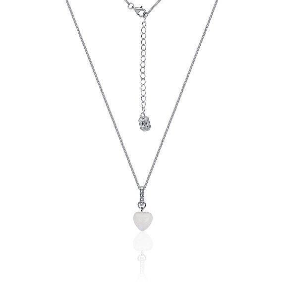 Серебряное колье с подвеской из натурального лунного камня и фианитов MIESTILO  Miestilo