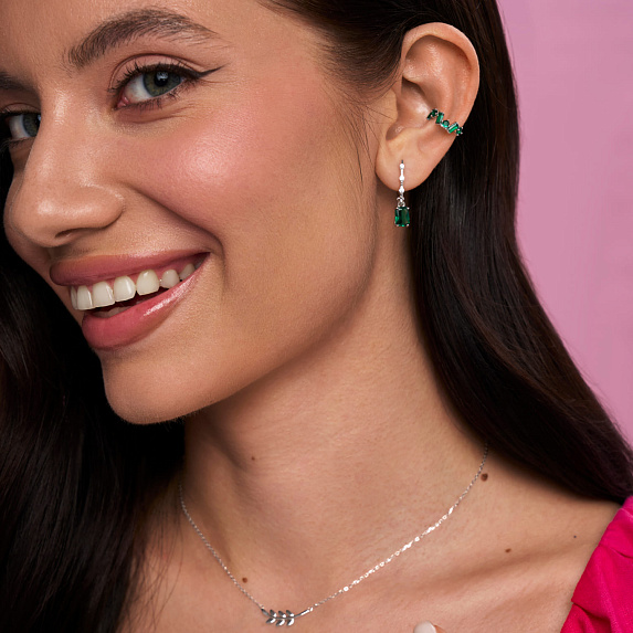 Серьги серебро 925 с камнями длинные Miestilo