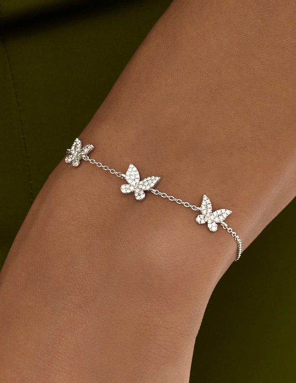 Браслет серебро 925 серебряный ювелирный бабочка Miestilo