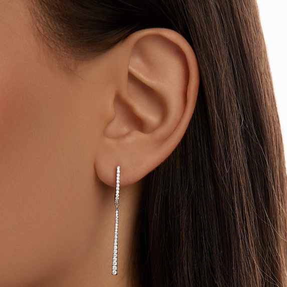 Серьги серебро 925 длинные серебряные с подвеской палочки Miestilo