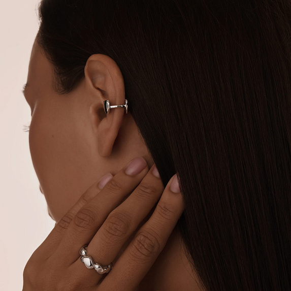 Серебряный кафф сердце двусторонний Miestilo