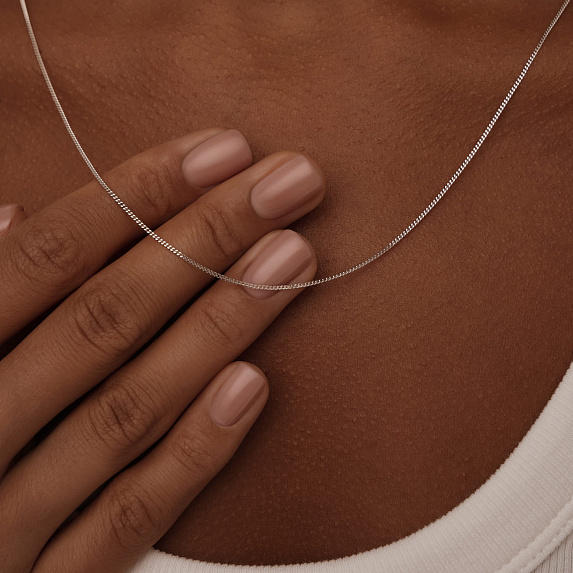 Серебряная цепь Панцирь граненый родированная ширина плетения 1,05 мм D проволоки 0,3 мм Miestilo