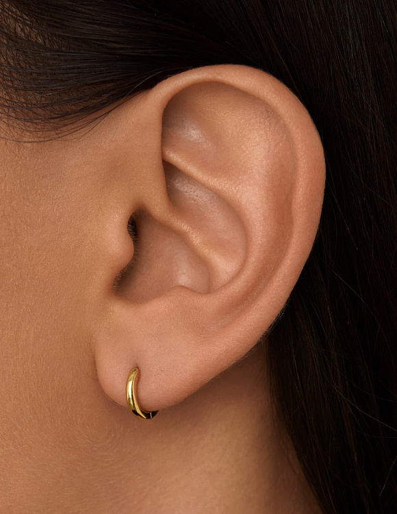 Позолоченные серьги - кольца из серебра 7 мм Miestilo