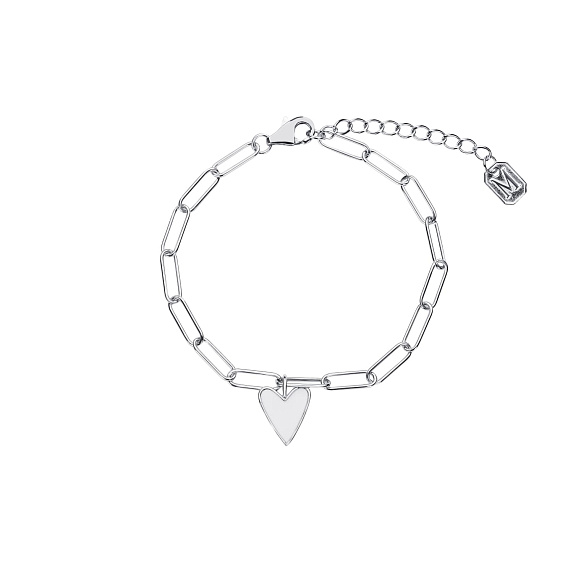 Серебряный браслет с сердецем в эмали Miestilo