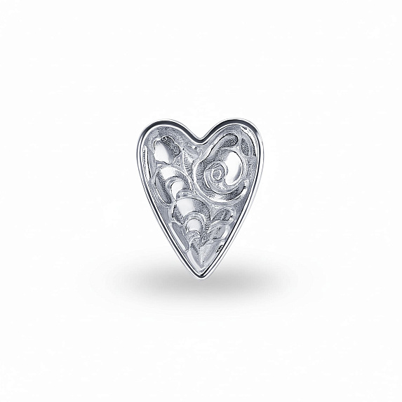 Серебряная подвеска в виде сердечка с красным узором РУССКИЙ КОД Miestilo