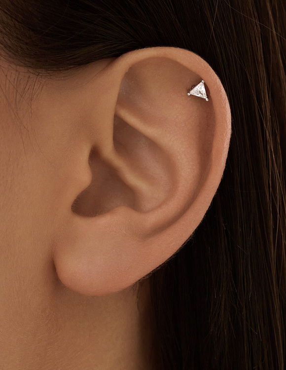 Пирсинг-лабрет с фианитом в огранке триллион MIESTILO Miestilo