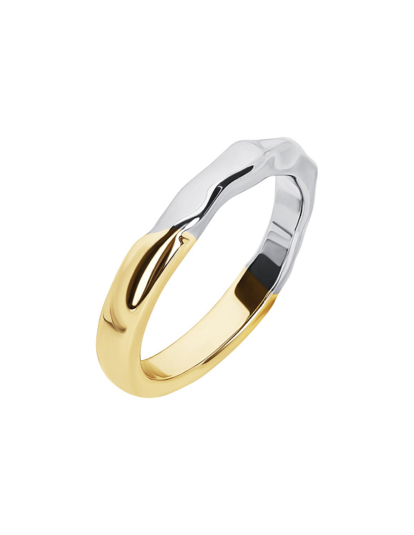 Кольцо серебро 925 ювелирное серебряное биколор Miestilo  2